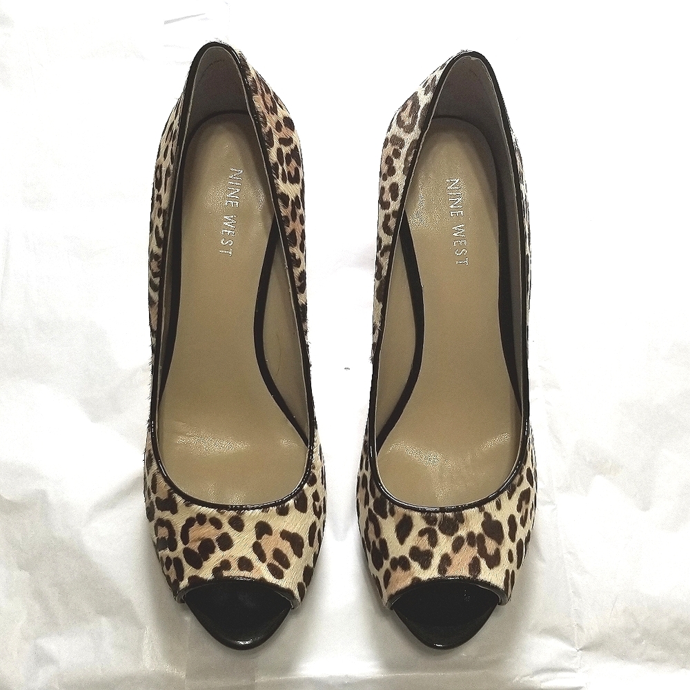 Nine West Leopard Peep Toe High Heels
